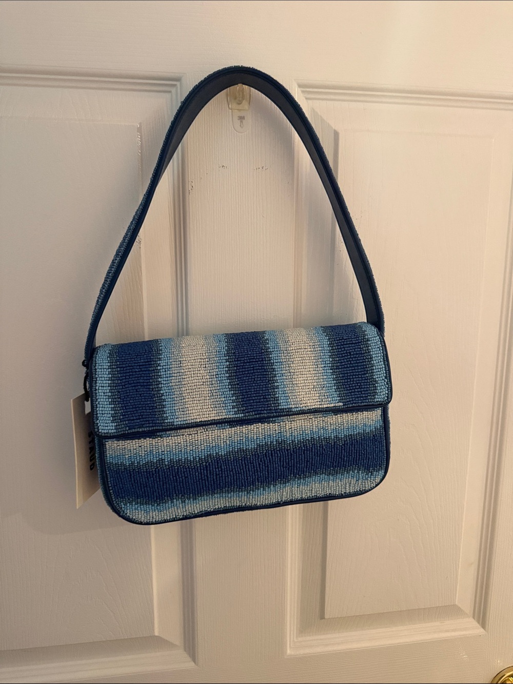 STAUD Blue Ombre Beaded Shoulder Bag